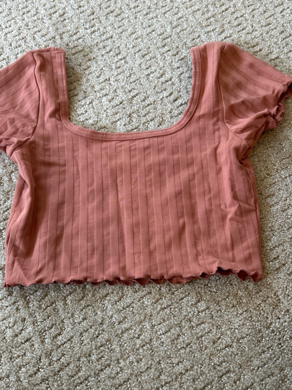 aerie Ribbed Square-Neck Crop Top - Rosewood